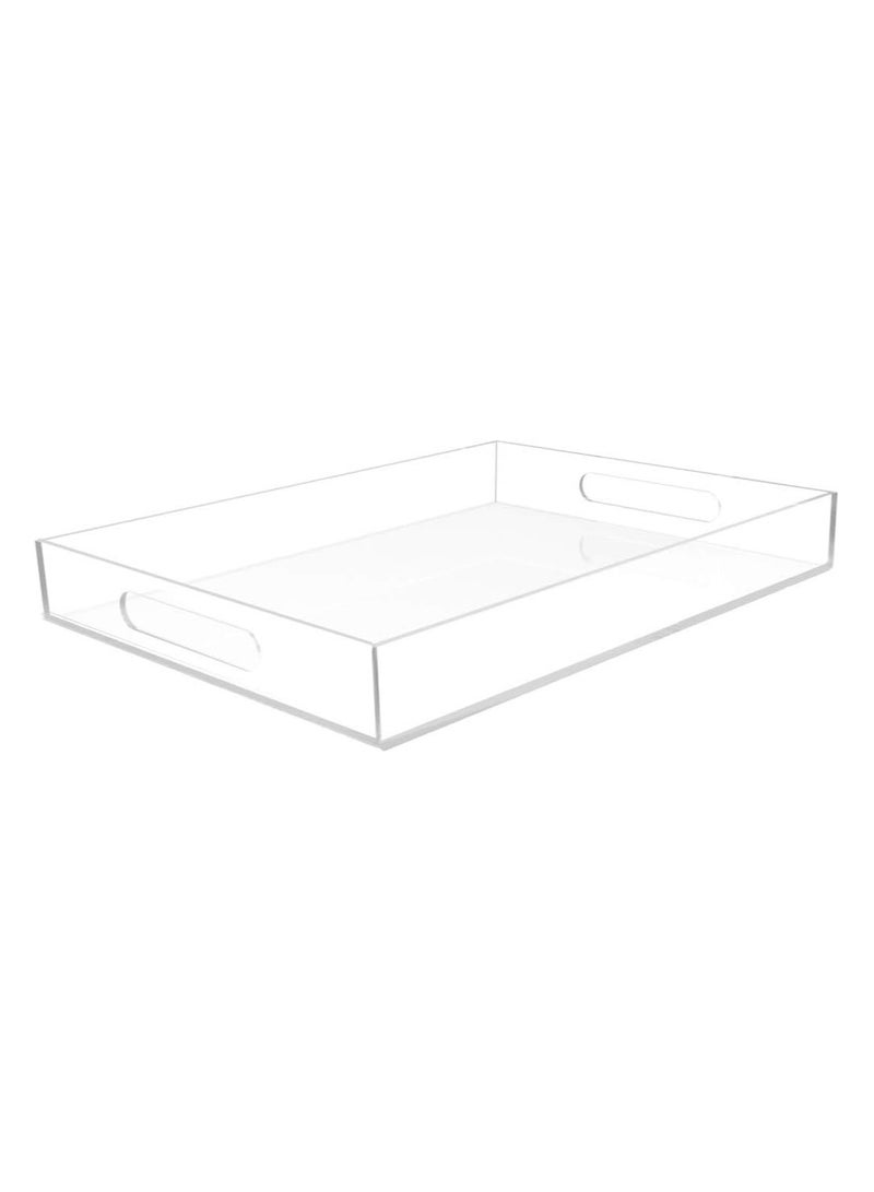 TPGP Clear Acrylic Tray - Spill Proof - 16" x 12" Acrylic Tray for Coffee Table, Breakfast, Tea, Food, Butler - Decorative Display, Counter top, Kitchen, Vanity Serve Tray with Handles - Image 1