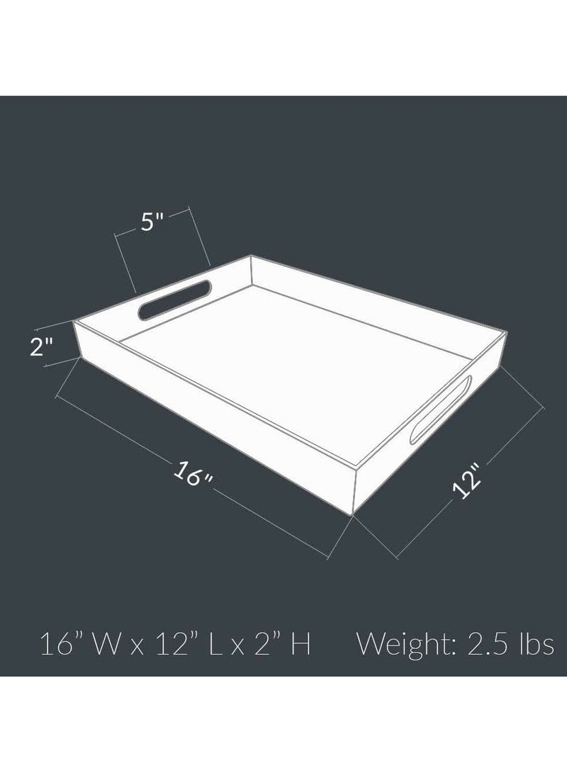 TPGP Clear Acrylic Tray - Spill Proof - 16" x 12" Acrylic Tray for Coffee Table, Breakfast, Tea, Food, Butler - Decorative Display, Counter top, Kitchen, Vanity Serve Tray with Handles - Image 2