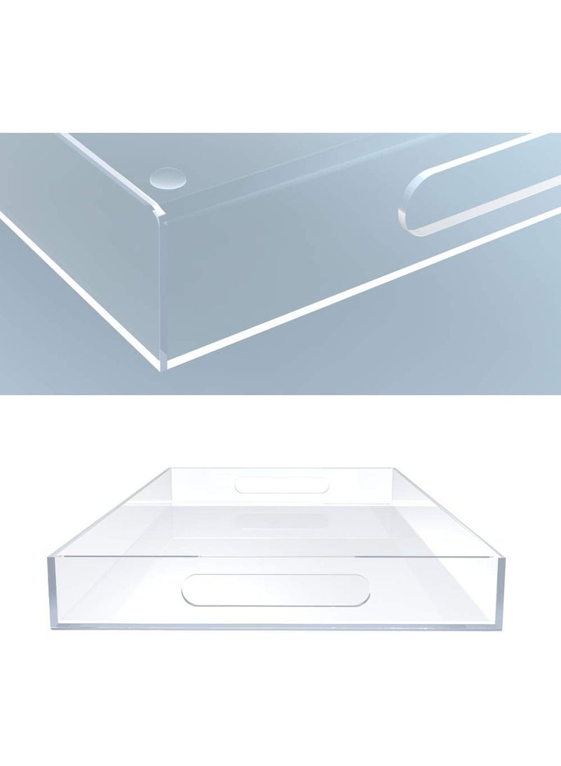 TPGP Clear Acrylic Tray - Spill Proof - 16" x 12" Acrylic Tray for Coffee Table, Breakfast, Tea, Food, Butler - Decorative Display, Counter top, Kitchen, Vanity Serve Tray with Handles - Image 3