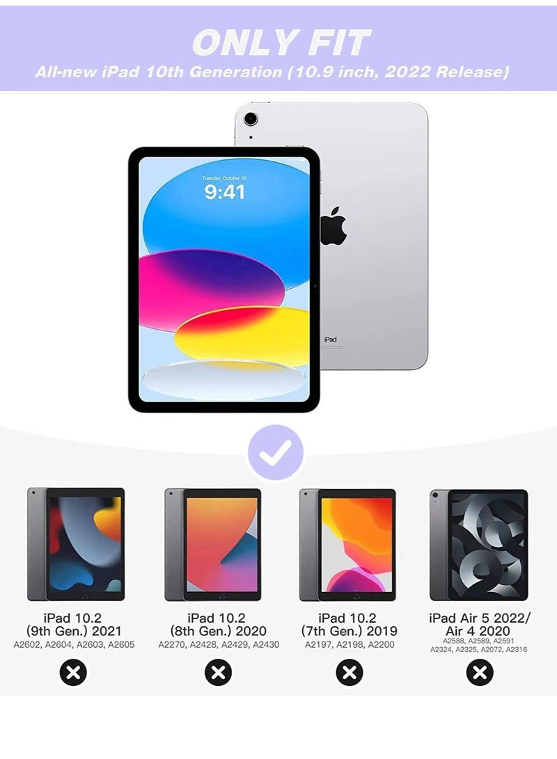 iPad 10th Generation Case (10.9 Inch, 2022) – Smart Case with Pencil Holder, Soft TPU Back, Auto Wake/Sleep Support – Light Purple - Image 2