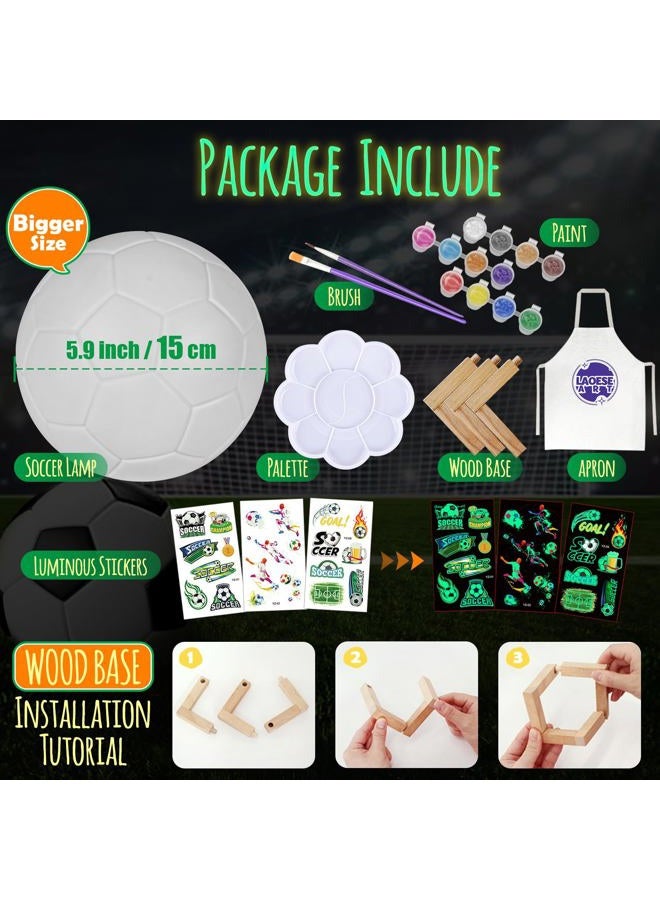 LAOESE Paint Your Own Soccer Ball Lamp Kit, Soccer Gifts 3D Night Light, Art Supplies Creativity Arts and Crafts for Kids Ages 8-12, Birthday Easter Gifts for Kids Boys Girls Ages 3 4 5 6 7 8 9 10 11 12+ - Image 4