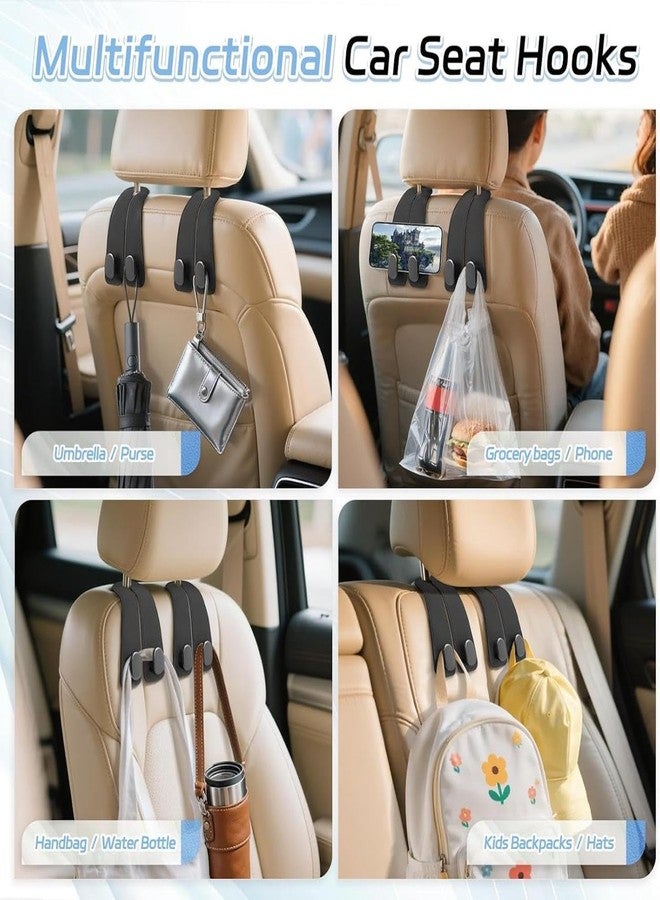 MILOMANIYA Leather Car Seat Headrest Hook Universal Car Purse Hook Leather Car Bag Purse Holder Multipurpose Car Backseat Hook and Phone Holder (2) - Image 3