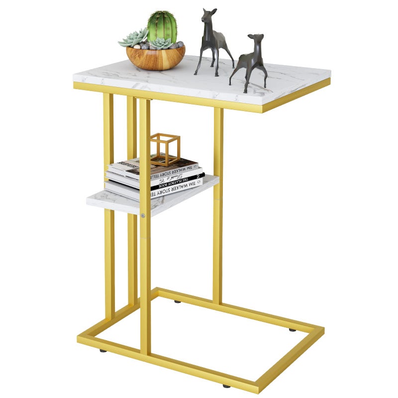 Easy Paws C Shaped End TableSmall Side Table for Couch and Bed Gold Snack Couch Table for Small Spaces Living Room BedroomBedsideGold