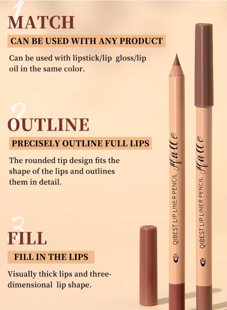 QiBest 12Pcs Lip Liner Pencil Set Matte Waterproof Long Lasting Lipstick Contour Makeup Lips Liners Pen Sets Full Color One Stroke Define Lip Liner Set Lip Liner Pencil - Image 4