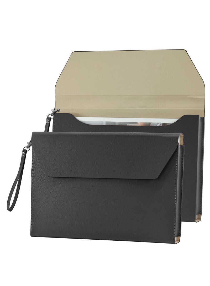 SYOSI PU Leather A4 File Folder, Document Portfolio Holder Waterproof Portfolio Envelope Folder for A4 Letter Size Magnetic Closure Leather Envelope - Image 1