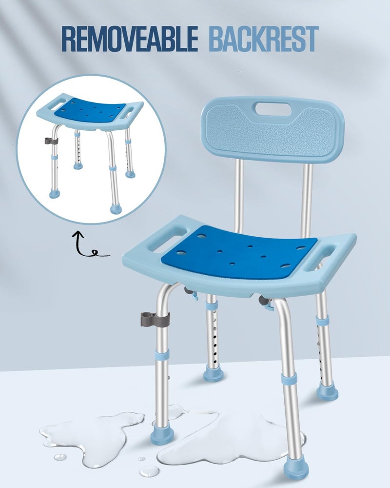 Brosive Shower Chair with Back for Elderly Seniors,Shower Stools and Benches for Adults,Bath Chair Shower Benches for The Disabled,Shower Seats,Blue Tub Chair - Image 5