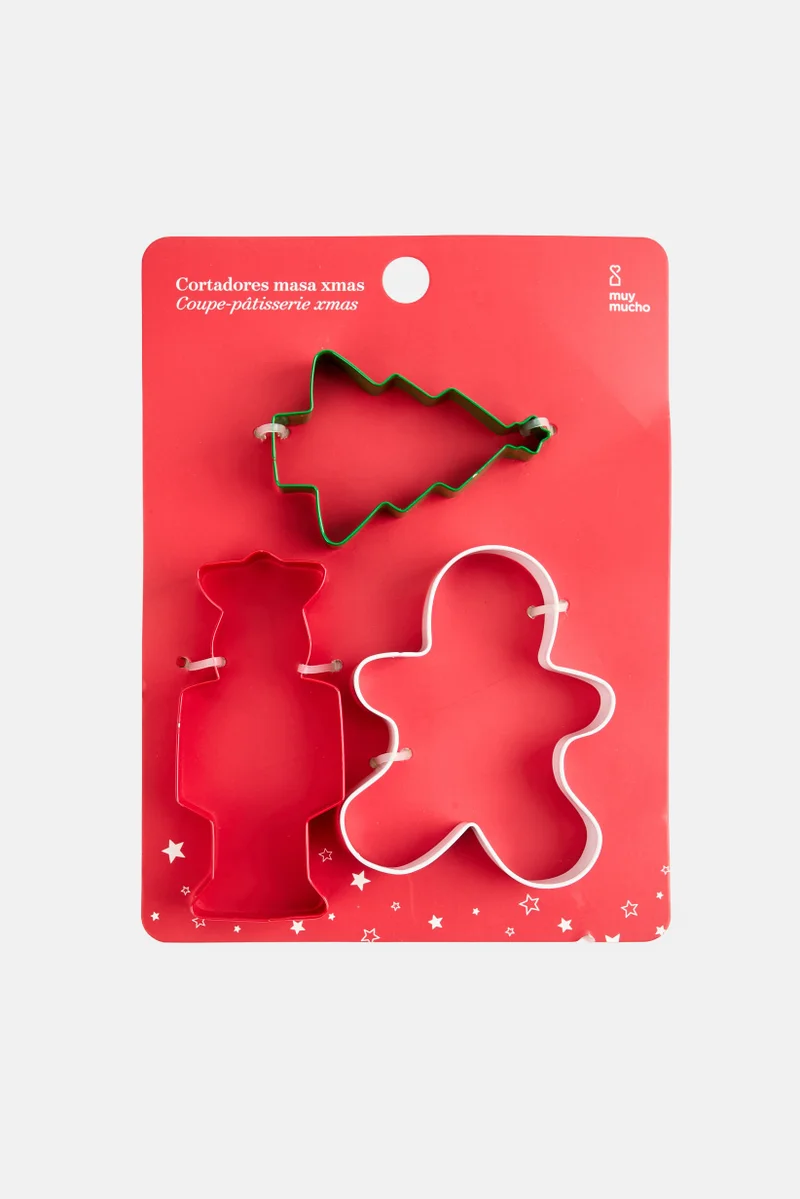 موي موتشو 3 Pieces Cookie Cutter Set, Multicolor