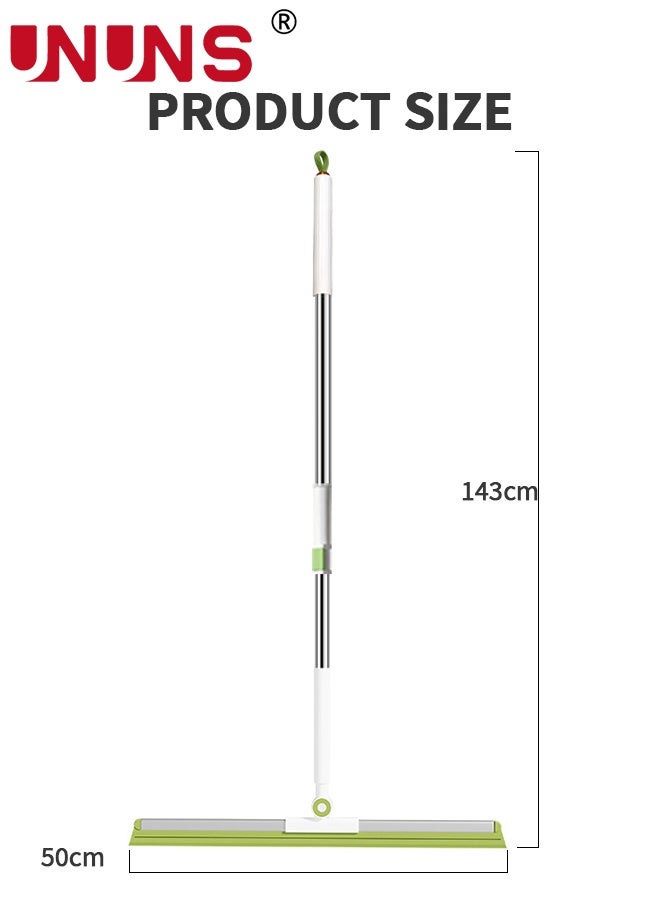 UNUNS Floor Squeegee Craper Broom,Floor Squeegee with 1pcs 50cm Rubber Foam Stripes Water Scraper Broom, Epoxy Wiper Mop with 143cm Long Handle for Cleaning Concrete Pool Rug Garage Deck Shower Window Outdoor Indoor (Green) - Image 3