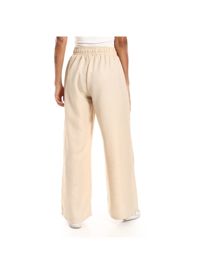 Master Jeans Women's Gabardine Wide-Leg Trousers, Beige - Image 3