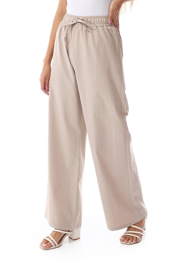 Master Jeans Women's Gabardine Wide-Leg Trousers, Beige - Image 1
