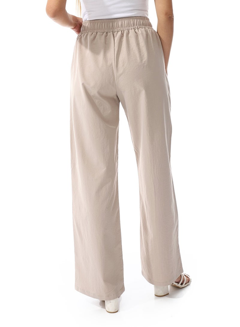Master Jeans Women's Gabardine Wide-Leg Trousers, Beige - Image 2