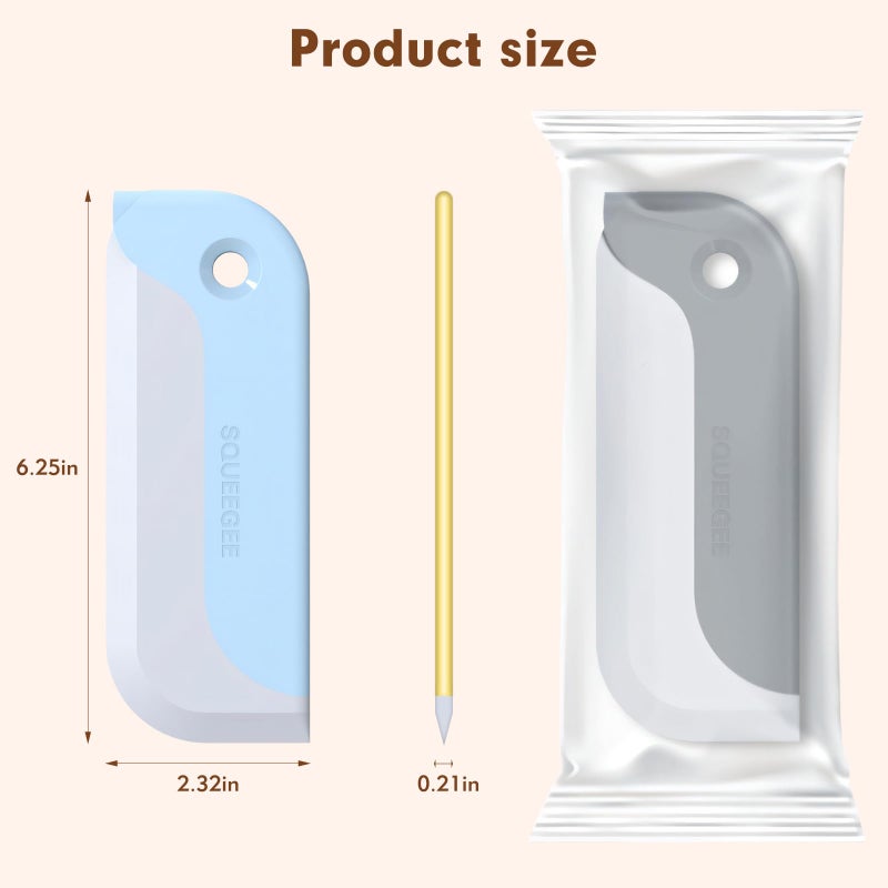 HRXMS 3 Pack Small Squeegees, Squeegee for Shower Glass, Car Window Squeegee, Glass Squeegee. Grey, Yellow, Blue for Home Kitchen, Countertop, Auto Windows, and Bathroom Mirrors - Image 2