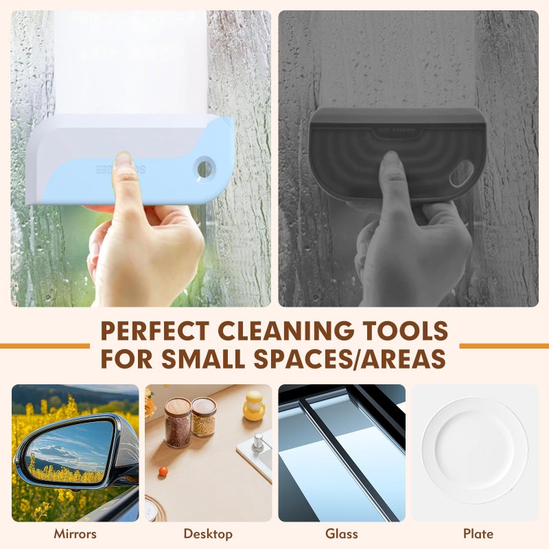 HRXMS 3 Pack Small Squeegees, Squeegee for Shower Glass, Car Window Squeegee, Glass Squeegee. Grey, Yellow, Blue for Home Kitchen, Countertop, Auto Windows, and Bathroom Mirrors - Image 5