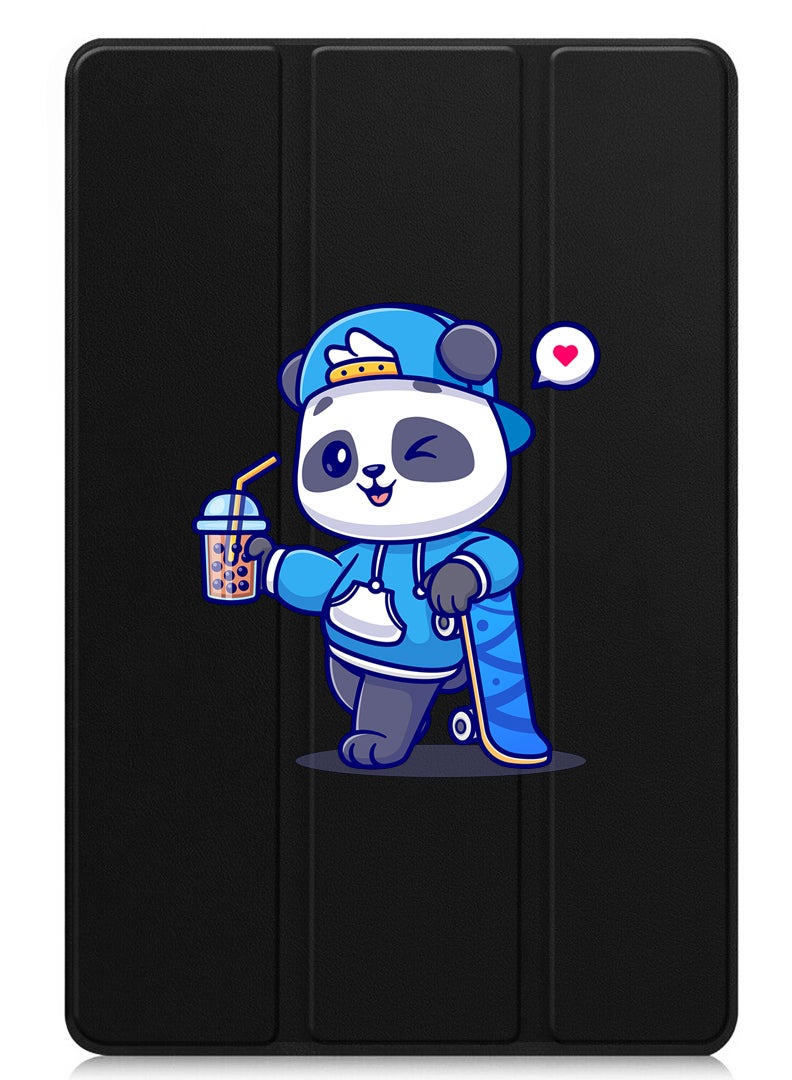 Theodor Protective Flip Case For Xiaomi Redmi Pad Pro (2024) With Trifold Stand Auto Wake Sleep Shockproof Cover Panda having Drink - Image 1