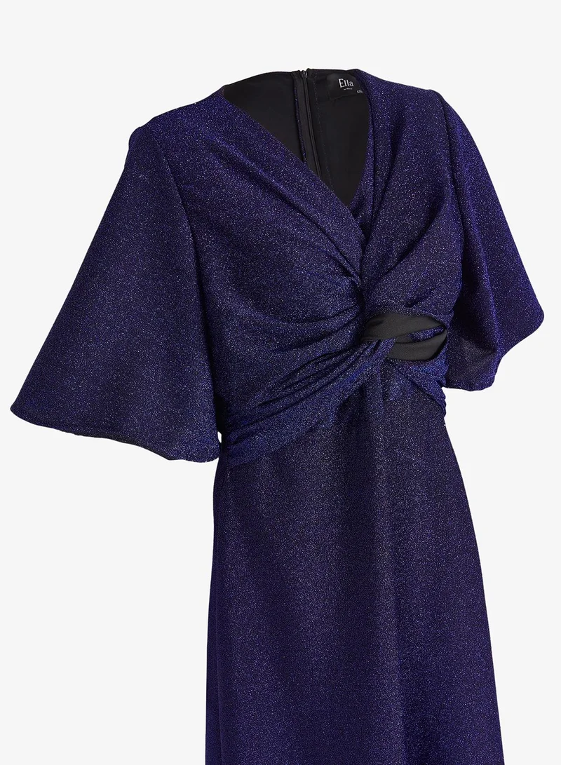 Ella Plus  Plus Size Shimmer Dress With Drapping for Women | Best Price UAE