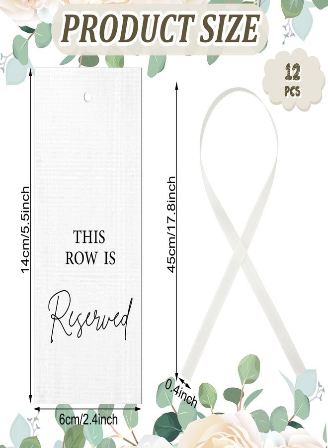 Clabby 12 Pack Reserved Chairs Signs with Ribbon for Wedding Reception Party Restaurant This Row is Reserved Signs Hanging for Wedding Church Events Pews Chair(Ivory White) - Image 2