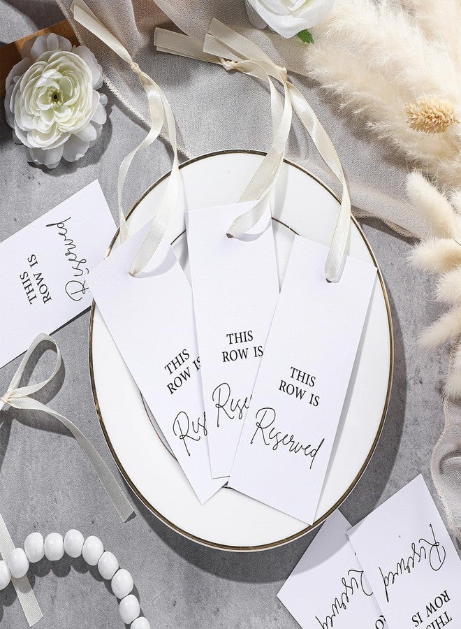 Clabby 12 Pack Reserved Chairs Signs with Ribbon for Wedding Reception Party Restaurant This Row is Reserved Signs Hanging for Wedding Church Events Pews Chair(Ivory White) - Image 4