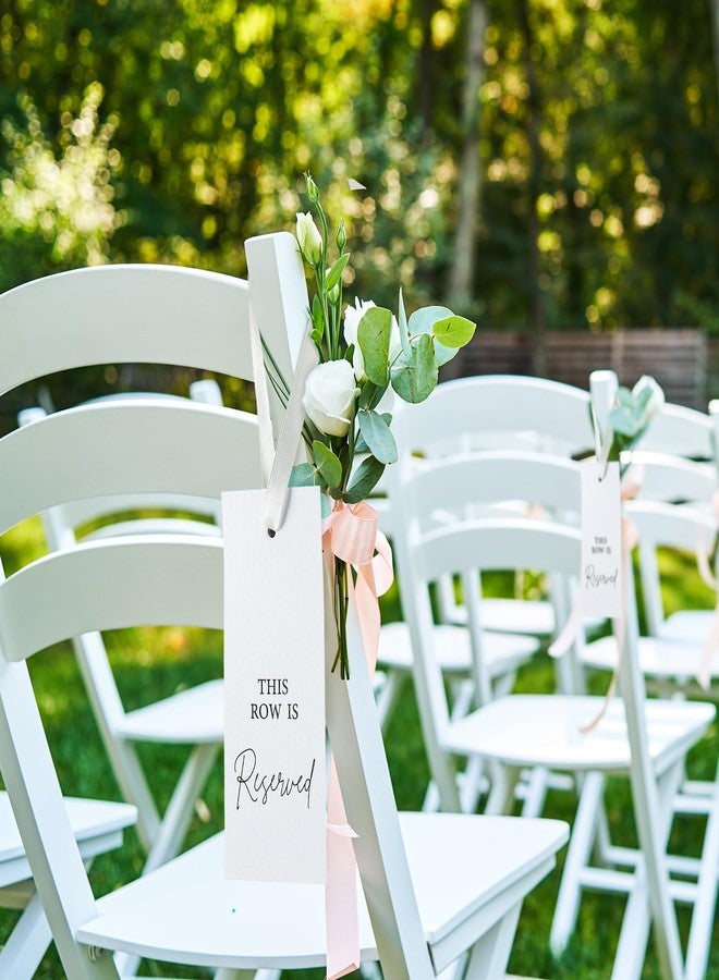 Clabby 12 Pack Reserved Chairs Signs with Ribbon for Wedding Reception Party Restaurant This Row is Reserved Signs Hanging for Wedding Church Events Pews Chair(Ivory White) - Image 3