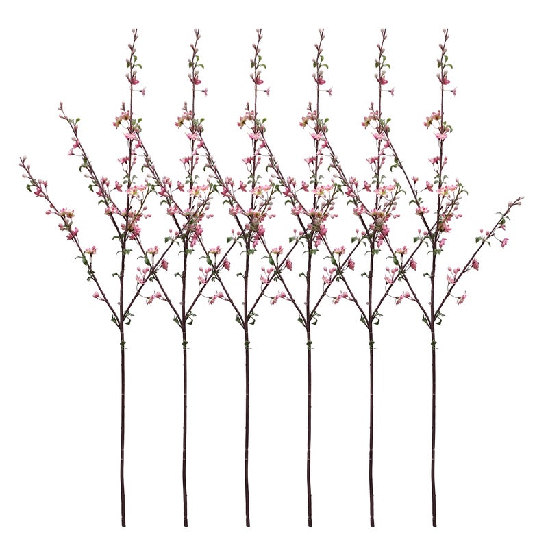 ATFL Plum Blossom Flowers,6 Pcs Artificial Pink Cherry Blossom Silk Flowers,Fake Cherry Blossom Stems,Faux Cherry Blossom Branches for Vase for Home Decor(Pink) - Image 4