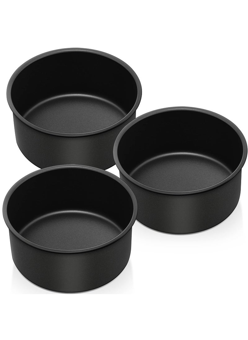 P&P CHEF PP CHEF Cake Pan Set Nonstick Round Baking Layer Cake Pans Tins for Birthday Wedding 3Inch Deep Side  Onepiece Design Stainless Steel Core  Easy Clean Black 6 Inch 3Pcs 