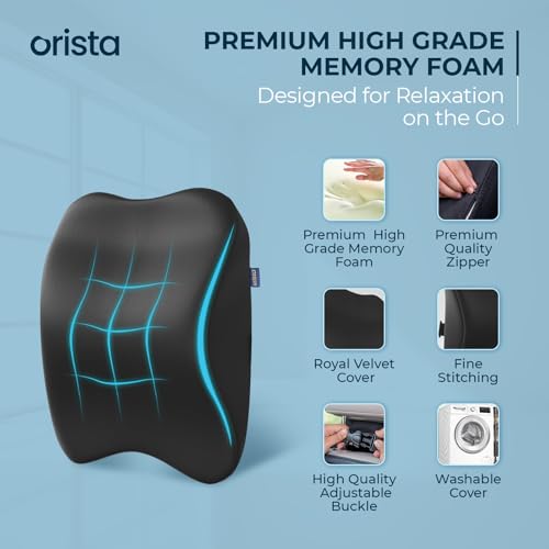 Orista Premium Car Neck Rest Pillow | 2 Years Warranty | Memory Foam Neck Pillow for Car, Headrest Cushion for Neck & Cervical Support – Relieves Neck Pain & Fatigue | Black Velvet - Image 3