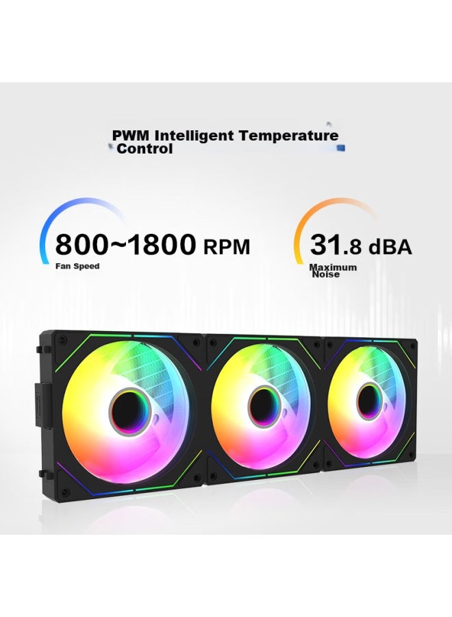 Sama Jingjie V5 Anti-leaf White 12cm Case Cooling Fan, Wireless Building Block Connection/argb Light Synchronization/pwm Temperature Control Speed Adjustment/hydraulic Bearing/standard Shock-absorbing Pad - Image 5