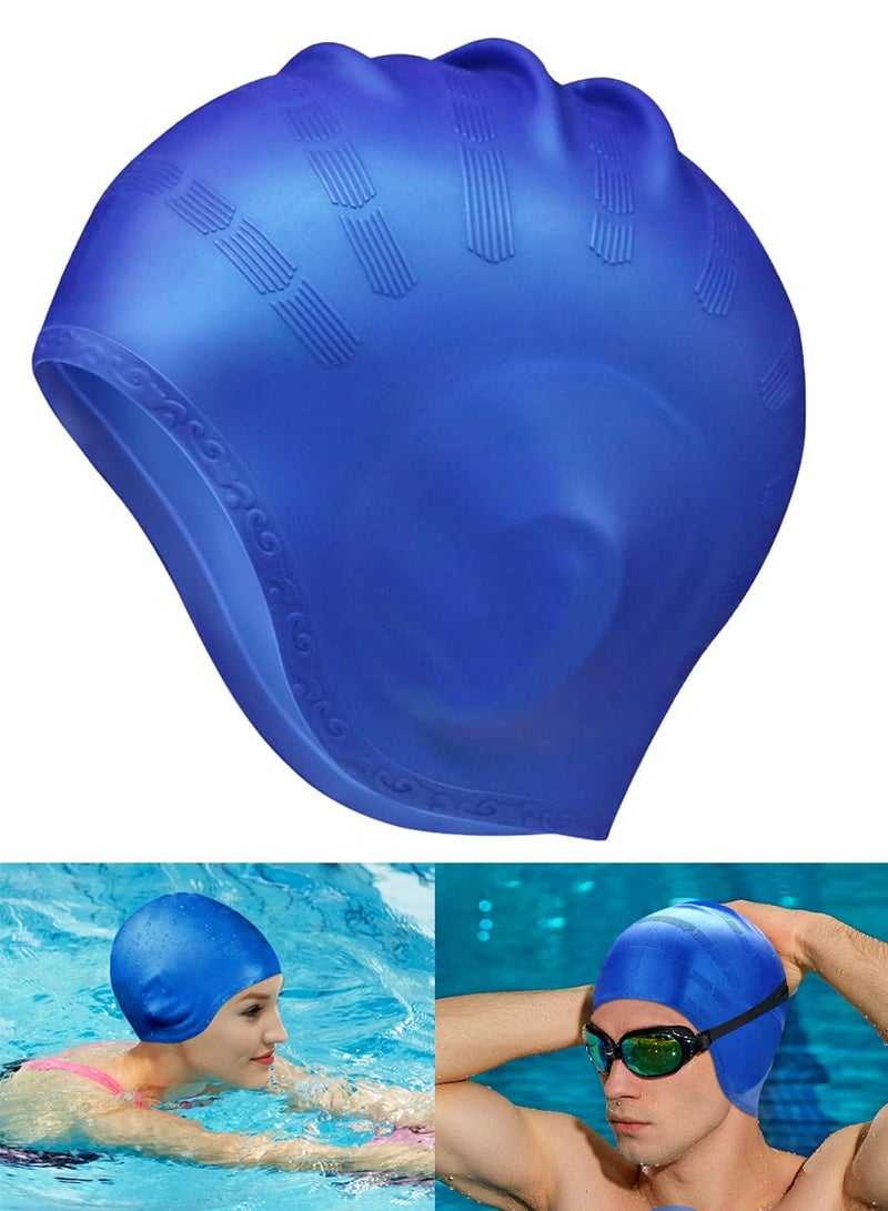 ISHWAZ Silicone Swimming Cap for Men Women Adults, Durable Flexible and Skin Friendly Bathing Swimming Caps for Long and Short Hairs, Protect Your Ears and Hair, Ergonomic Design With Ear Protection Pocket - Image 1