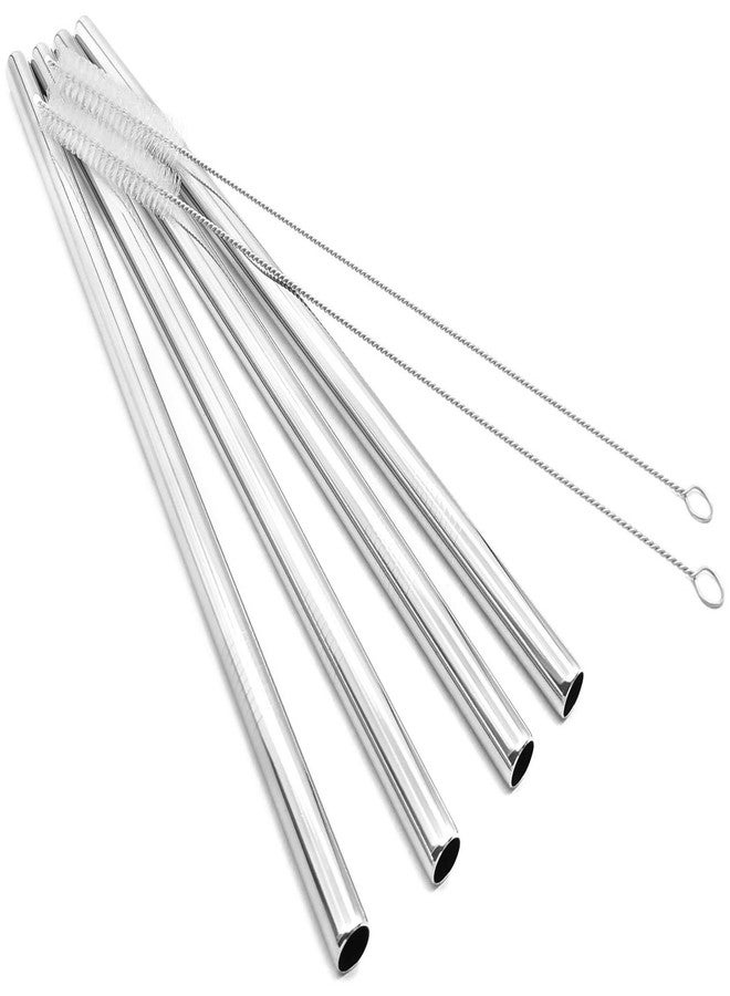 GFDesign Super Big Drinking Straws Set 12" Extra Long 1/2" Extra Wide Reusable 304 Food-Grade 18/8 Stainless Steel for Frozen Drinks Boba Bubble Tea Smoothies and Shakes - Set of 4 with 2 Cleaning Brushes - Image 1