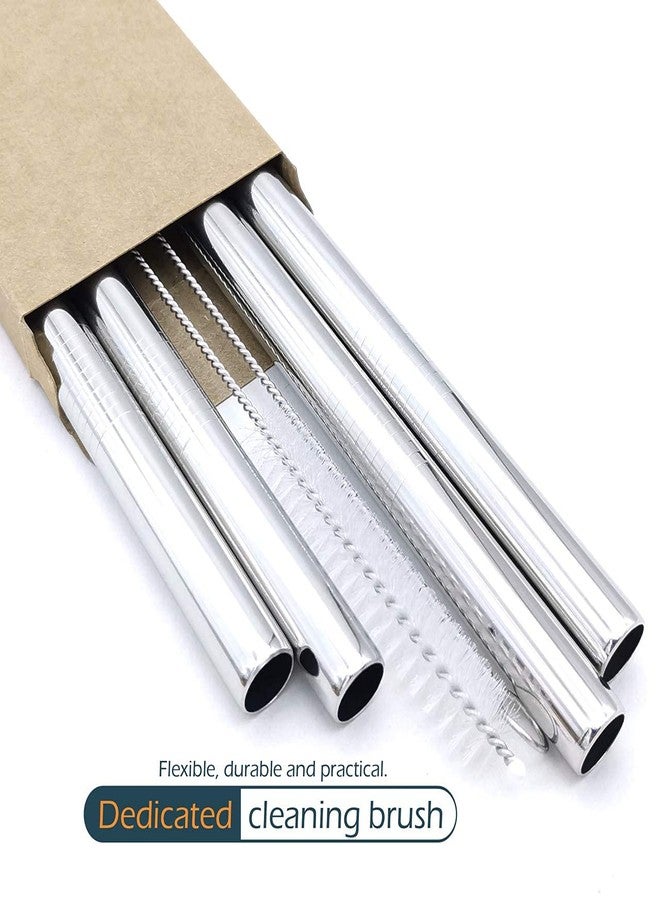 GFDesign Super Big Drinking Straws Set 12" Extra Long 1/2" Extra Wide Reusable 304 Food-Grade 18/8 Stainless Steel for Frozen Drinks Boba Bubble Tea Smoothies and Shakes - Set of 4 with 2 Cleaning Brushes - Image 5
