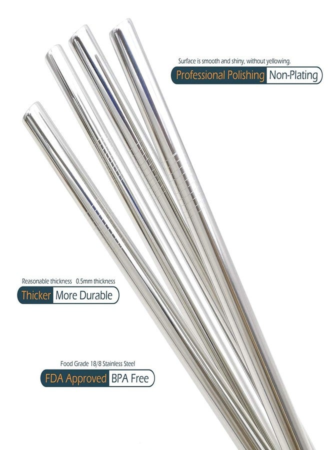 GFDesign Super Big Drinking Straws Set 12" Extra Long 1/2" Extra Wide Reusable 304 Food-Grade 18/8 Stainless Steel for Frozen Drinks Boba Bubble Tea Smoothies and Shakes - Set of 4 with 2 Cleaning Brushes - Image 4