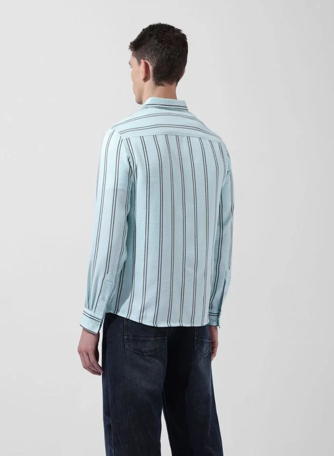 The Indian Garage Co Men Regular Fit Striped Cutaway Collar Full Sleeves Shirt