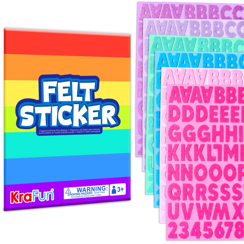 KRAFUN 500 Felt Stickers for Kids SelfAdhesive Alphabet Letters Numbers Fun Shapes DIY Scrapbook Arts and Crafts Supplies Educational Learning Activity Gift for Toddlers Boys Girls Ages 3 - Image 2