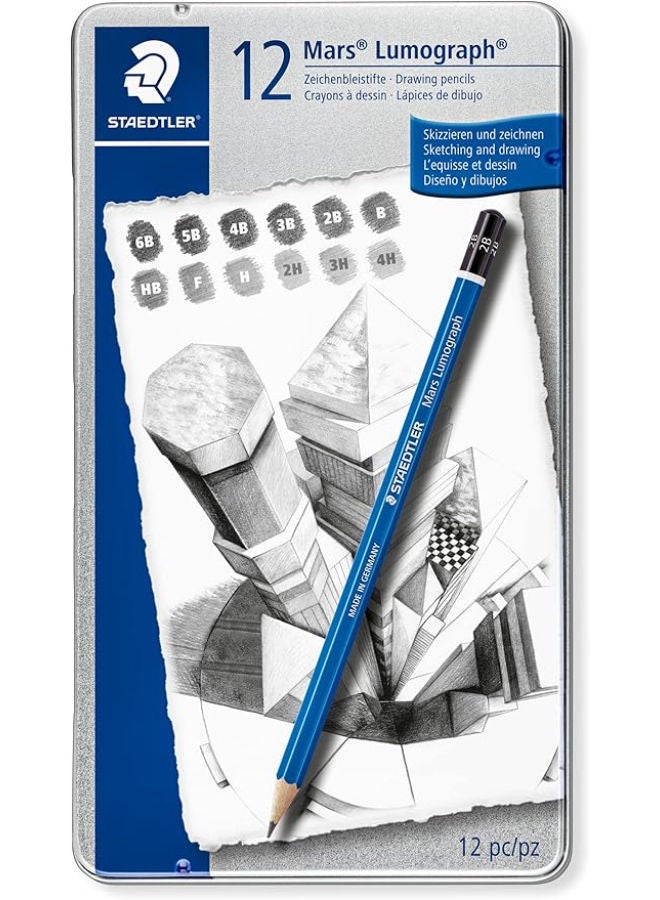 أقلام رسم وتخطيط لوموغراف جرافيت، مجموعة ناعمة من 12 درجة