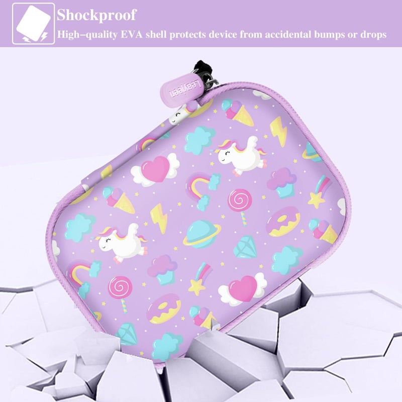 Leayjeen Kids Camera Case Compatible with Goopow/Dwfit/Slothcloud/Colofree/KIZJORYA Kids Camera Toys and Children Digital Video Camera,Best Christmas and birthday gifts-Purple Unicorn(Case Only) - Image 5
