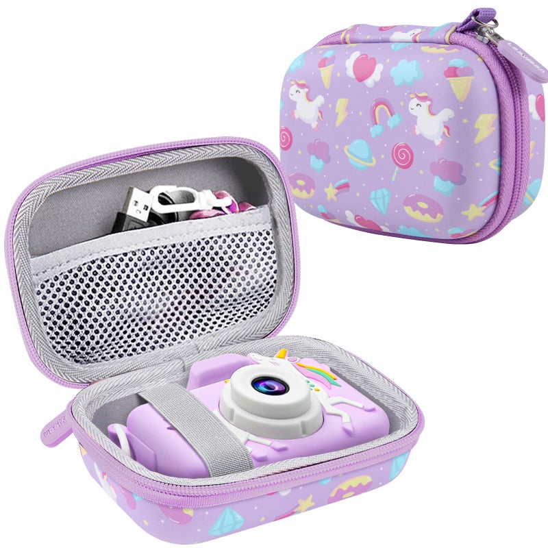Leayjeen Kids Camera Case Compatible with Goopow/Dwfit/Slothcloud/Colofree/KIZJORYA Kids Camera Toys and Children Digital Video Camera,Best Christmas and birthday gifts-Purple Unicorn(Case Only) - Image 1
