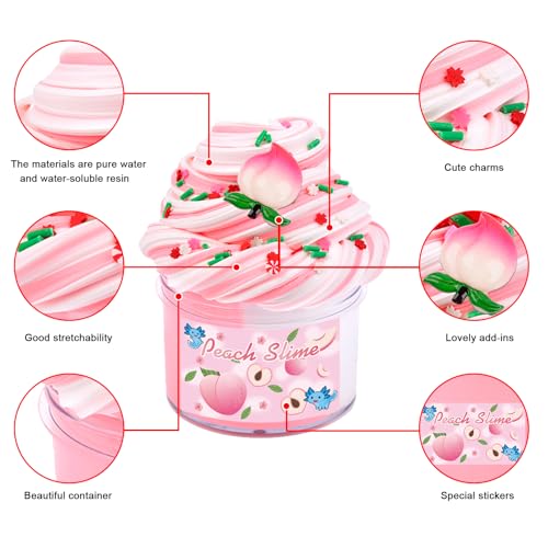 Niuruilsi Axolotl Cloud Slime and Pink Peach Butter Slime KitDual Colored New CharmsSuper Soft and NonSticky Stress Relief Toy Party Favors Birthday Gifts for Girls - Image 5