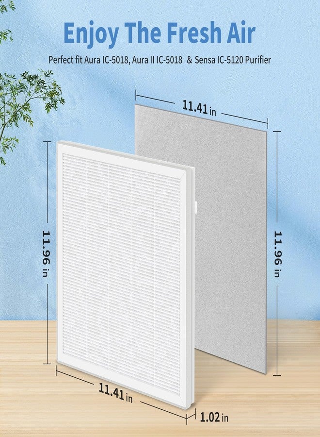 GoKBNY فلتر بديل متوافق مع أجهزة تنقية الهواء InvisiClean Aura IC-5018 و Aura II IC-5018 و Sensa IC-5120، فلتر HEPA/فلتر كربون نشط بديل 4 في 1، عبوتان - Image 4