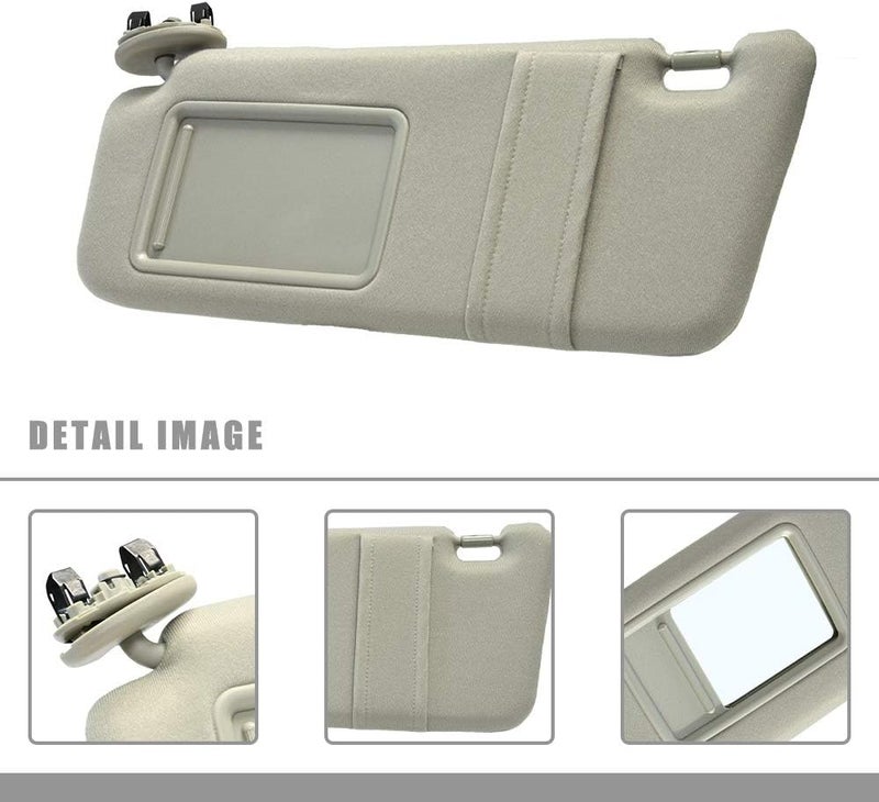 A ABIGAIL Left Driver Side Sun Visor Replacement for 2007 2008 2009 2010 2011 Toyota Camry & Camry Hybrid Without Sunroof (Beige) - Image 2