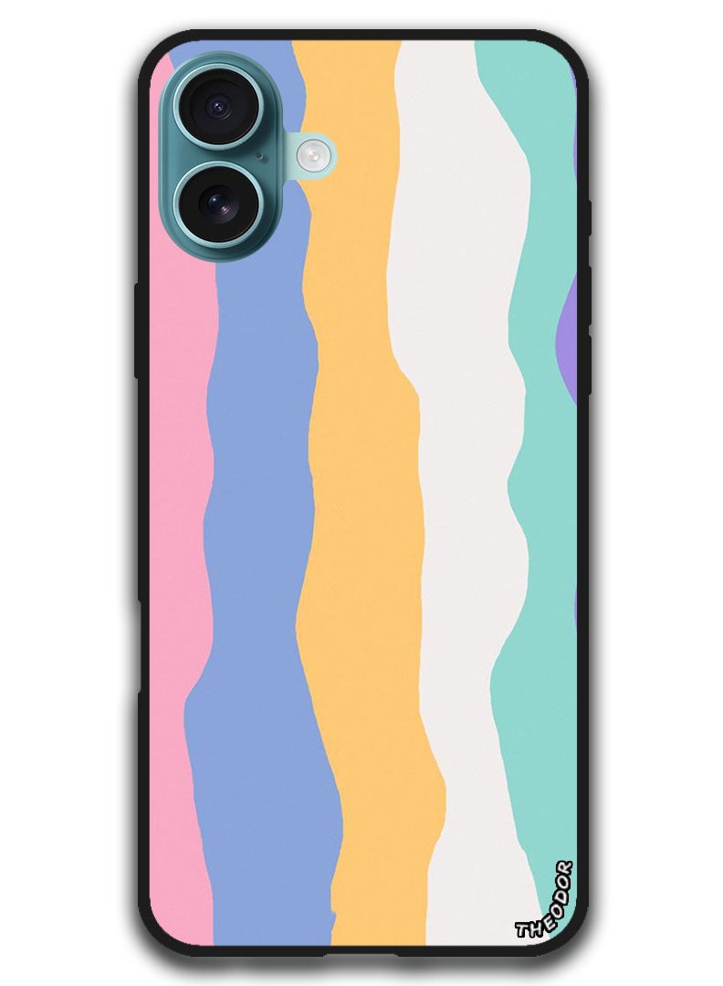 Theodor Protective Case Anti Scratch Shock Proof Bumper Cover For iPhone 16 Plus (6.7)-inch Colourful stripes - Image 1