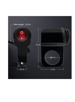 Excefore Motorcycle Handlebar Switch, 2 Pcs Waterproof ATV Handlebar Light Switch, Aluminium Alloy Push Botton Switches, for Motorcycle Bike ATV UTV Scooters Fits 22mm Handlebars (Red, Line length:50cm)  - Image 2