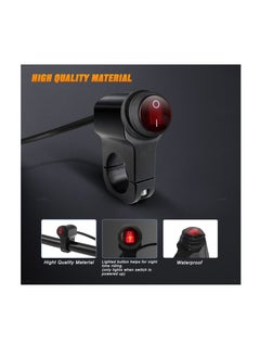 Excefore Motorcycle Handlebar Switch, 2 Pcs Waterproof ATV Handlebar Light Switch, Aluminium Alloy Push Botton Switches, for Motorcycle Bike ATV UTV Scooters Fits 22mm Handlebars (Red, Line length:50cm)  - Image 5