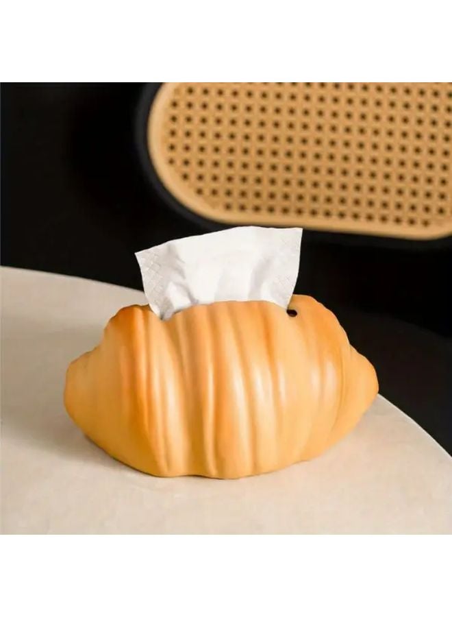 Cream Croissant Tissue Box Ceramic Bathroom Living Room Decor Durable - Image 1