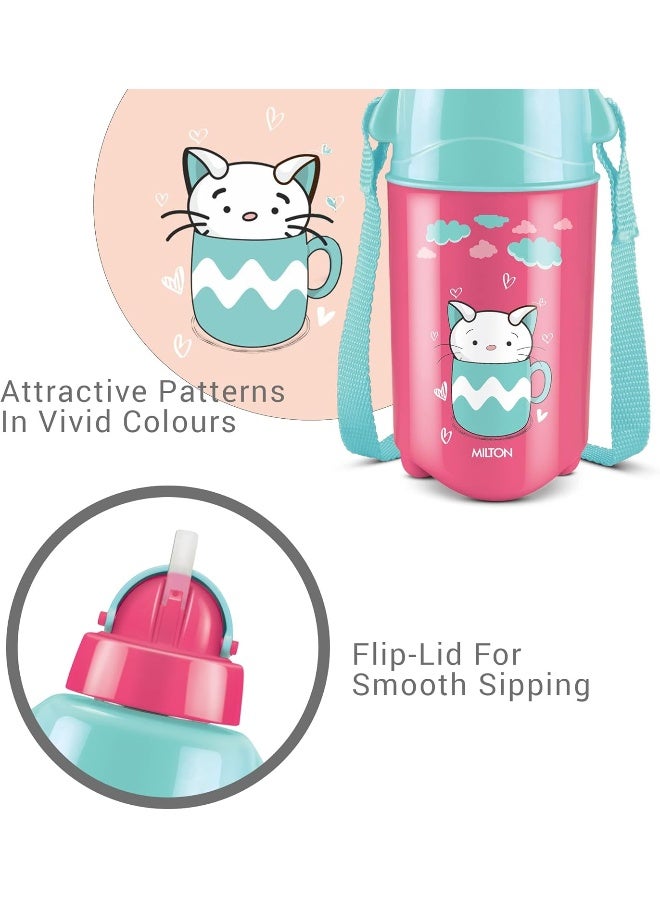 Milton Kool Trendy 500 Plastic Insulated Water Bottle with Straw for Kids, 490 ml, Cherry Pink, School Bottle, Picnic Bottle, Sipper Bottle, Leak Proof, BPA Free, Food Grade, Easy to Carry - Image 3