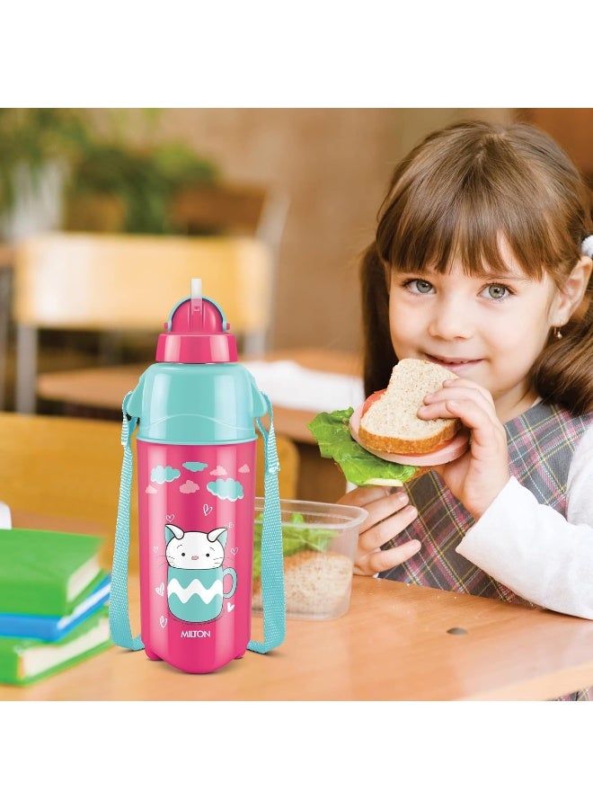 Milton Kool Trendy 500 Plastic Insulated Water Bottle with Straw for Kids, 490 ml, Cherry Pink, School Bottle, Picnic Bottle, Sipper Bottle, Leak Proof, BPA Free, Food Grade, Easy to Carry - Image 5