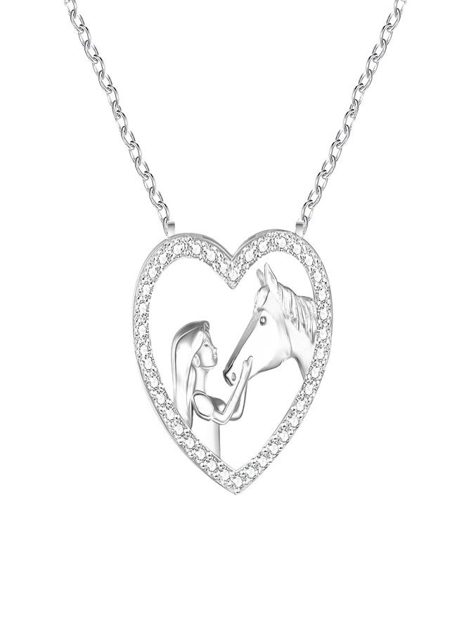 Luckilemon Horse Pendant Necklace for Girls Crystal Heart Pendant Necklaces Jewelry Gifts for Girls Daughter Granddaughter Niece Birthday - Image 1