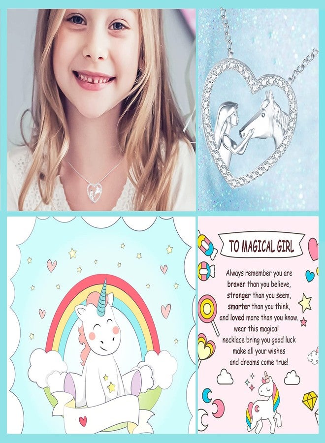 Luckilemon Horse Pendant Necklace for Girls Crystal Heart Pendant Necklaces Jewelry Gifts for Girls Daughter Granddaughter Niece Birthday - Image 3