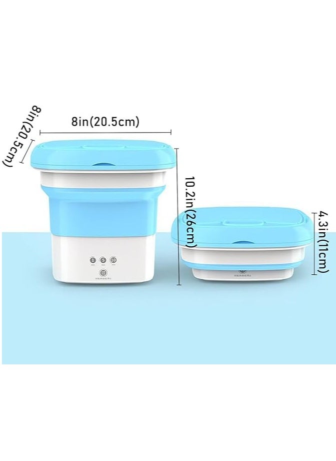 Arabest - Portable Mini Folding Washing Machine Small Laundry Tub Wonder Magic Compact Washer Clothe Bucket With Spinner （blue） - Image 1