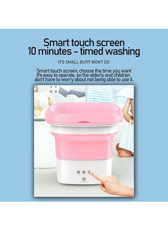 Arabest - Portable Mini Folding Washing Machine Small Laundry Tub Wonder Magic Compact Washer Clothe Bucket With Spinner （blue） - Image 1