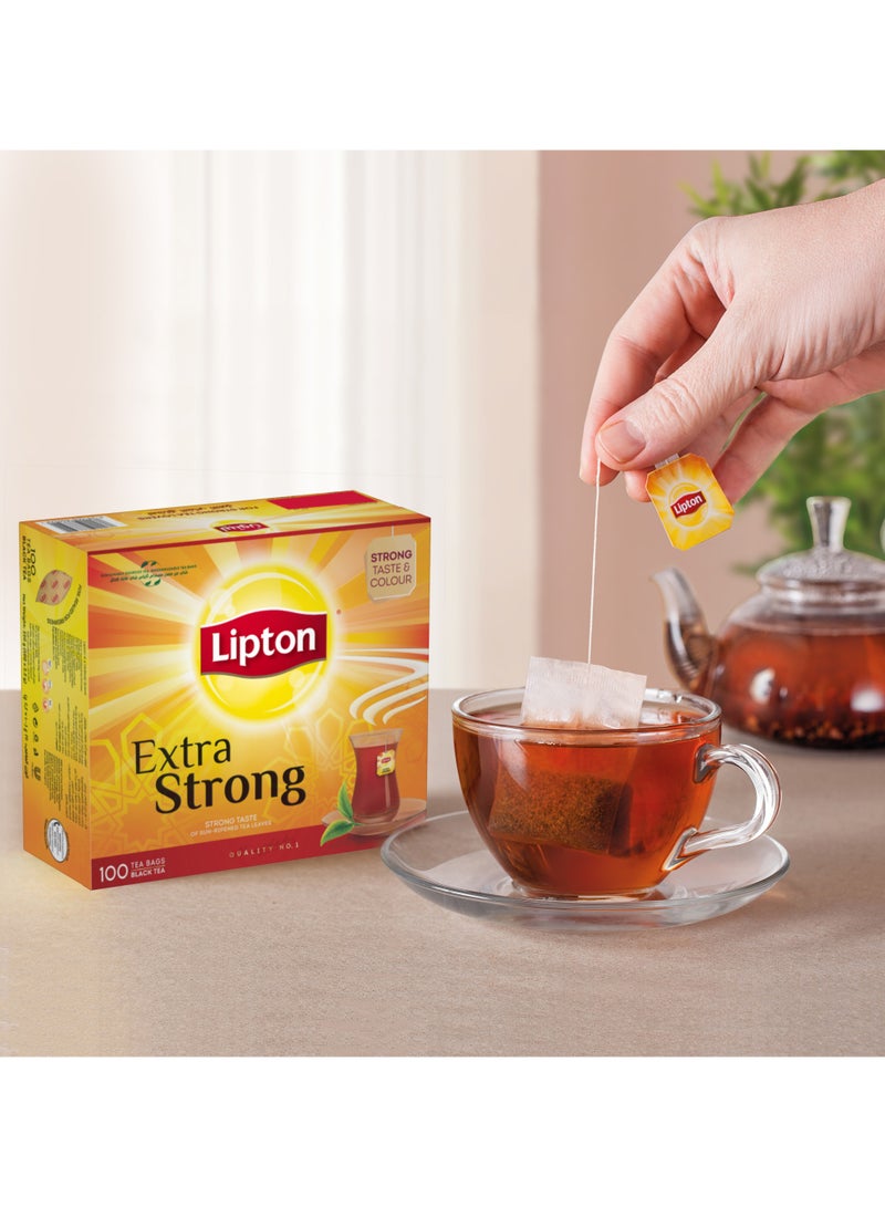 Lipton Extra Strong Black Tea 100 Tea Bags (220g) - Image 2