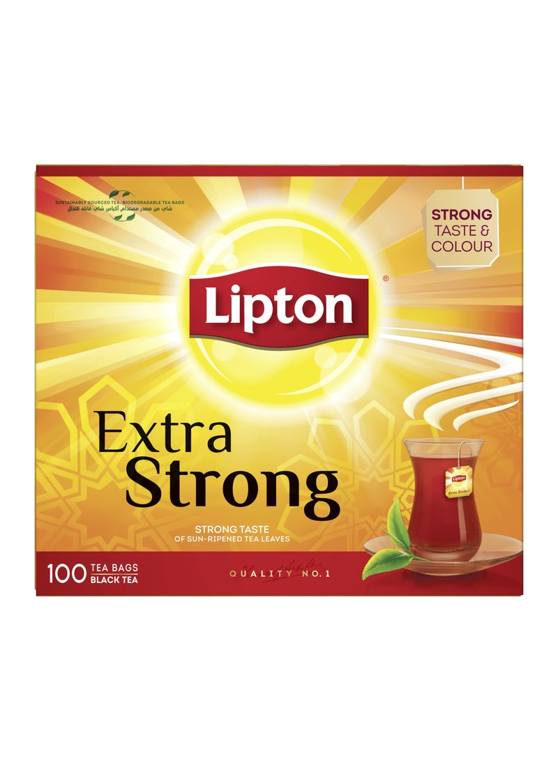 Lipton Extra Strong Black Tea 100 Tea Bags (220g) - Image 1